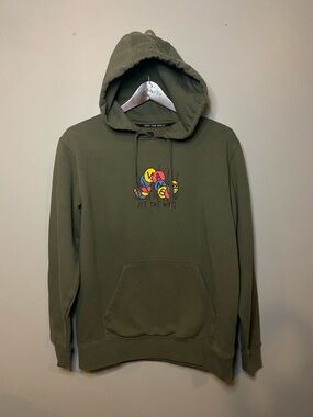 Vans Off The Wall Olive Green Hoodie with Caterpiller Size Small